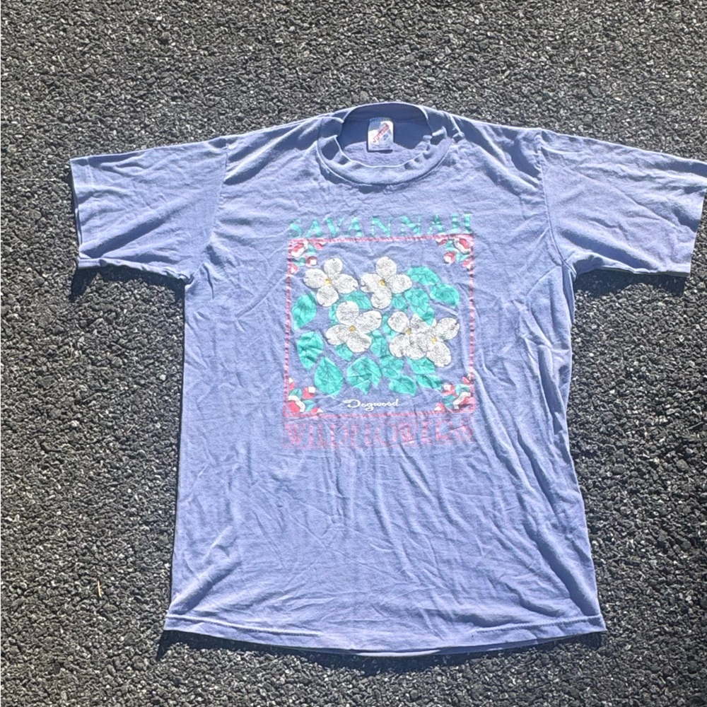 Jerzees Kids Light Blue Floral Graphic Tee